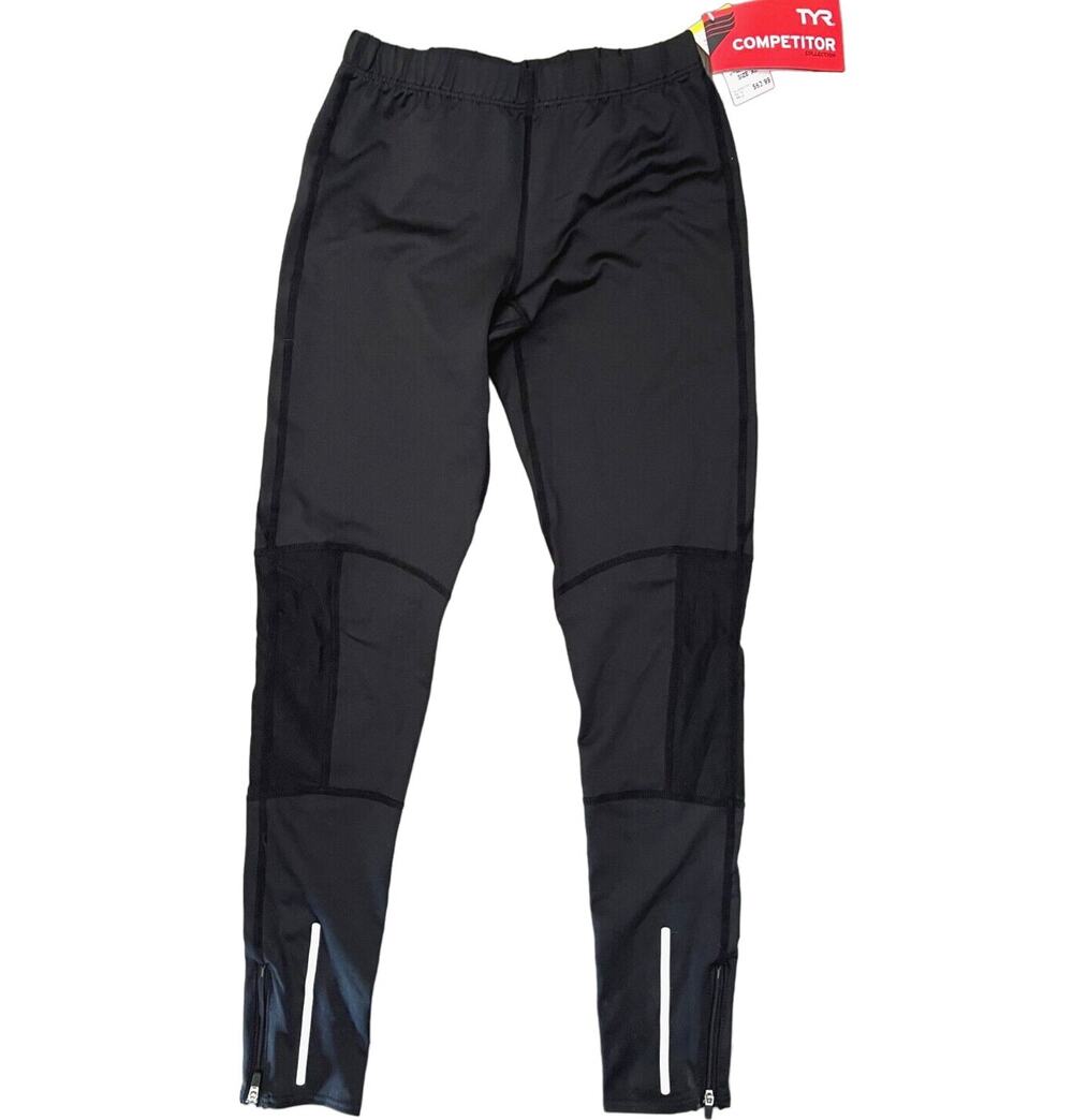 TYR Women Competitor Running Tights Mesh Inserts - Black RCRT6A - Size XS - $64